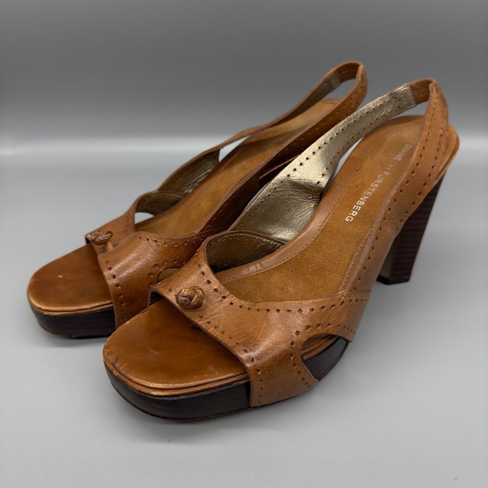 Diane Von Furstenberg DVF platform slingback heels